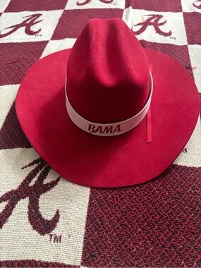 American Hat Company BAMA Red Felt Cowboy Hat with White Band